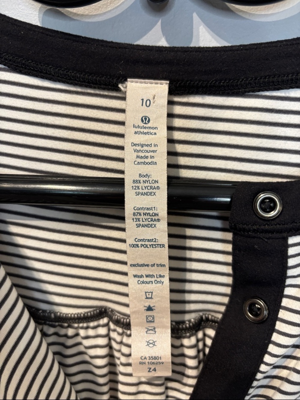 Lululemon Urbanite Henley Long Sleeve In Hyper Stripe Angel Wing / Black - Picture 7 of 10